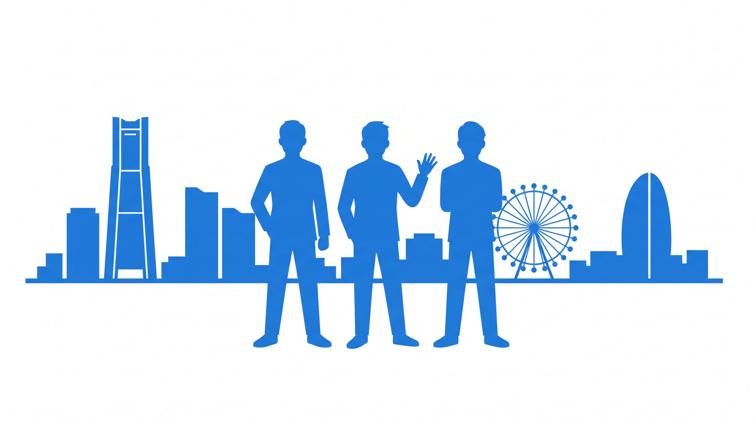 横浜で働く男性スタッフのイメージイラスト